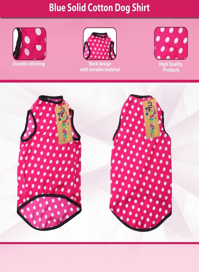 ويستيرن إرا تيشيرت قطني ناعم للكلاب بتصميم غربي أنيق، ملابس مريحة للكلاب، سترة بدون أكمام، طقم ملابس للجراء، ملابس (لون وردي منقط) (مقاس صغير جدًا) (12 بوصة) - Image 3